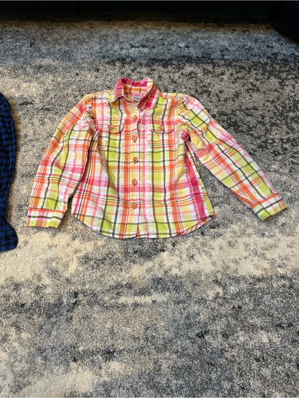 Kids Plaid Button-Up Shirt - Pink & Green size 6